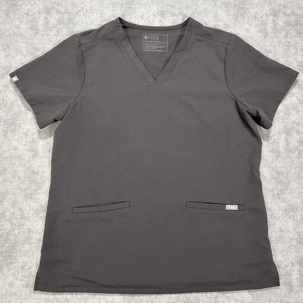 FIGS Casma Scrub Top Womens L Gray Technical Collection V Neck 1000223